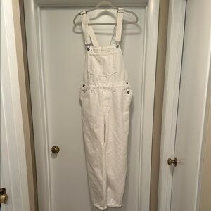 Levi Women's White Denim Overalls with Adjustable Straps